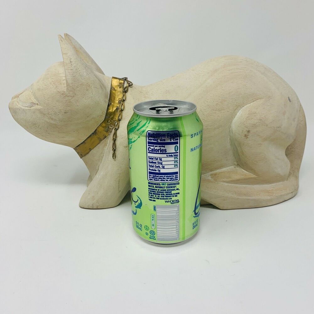 Vtg MCM Hand Carved Wooden Cat Figure Statue Sculpture Brass Collar - Picture 8 of 8